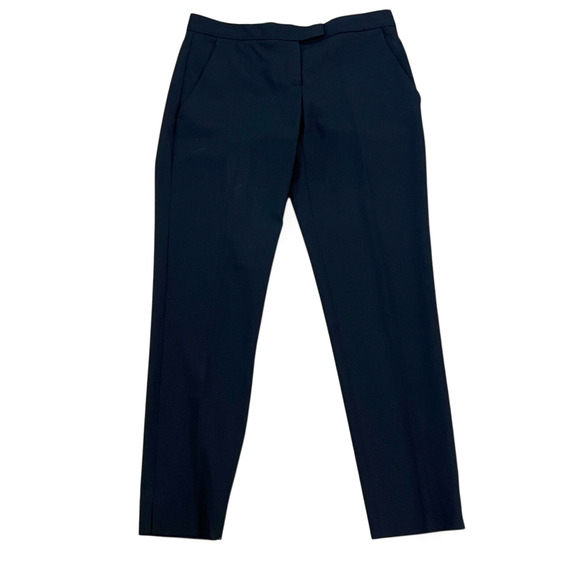 Theory Black Ibbey Dress Pants Womens 4 Low Rise Wool Stretch Ankle Slits USA - Picture 1 of 10